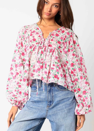 pink floral babydoll top