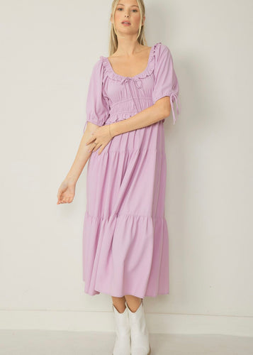 tiered 3/4 sleeve dress (lavender)