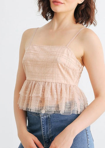 tiered sequin ruffled crop top