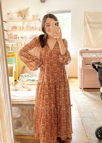 paisley maxi dress (rust)