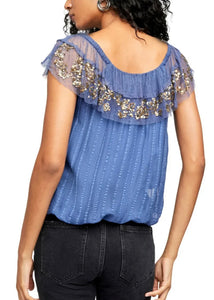 free people tulle embellished top