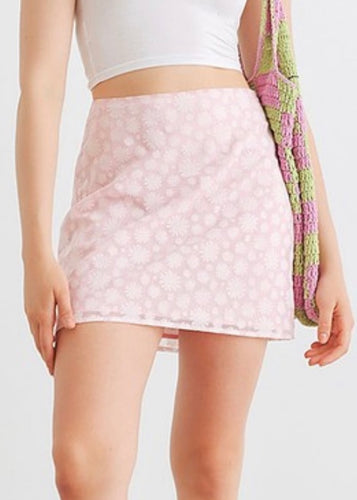 baby pink floral mini skirt