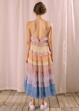tiered pastel rainbow ruffle dress (multi)