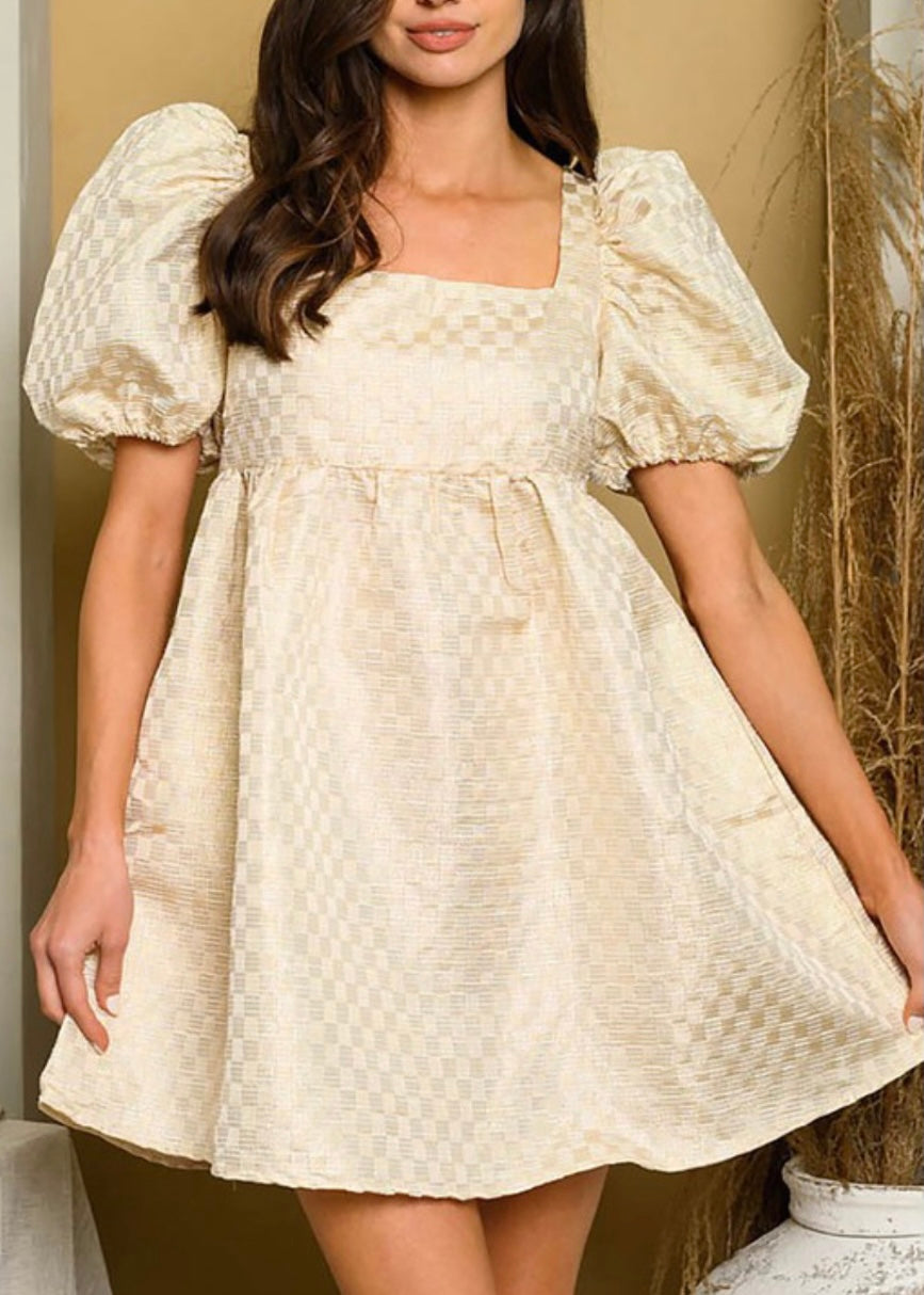 champagne babydoll dress Mesh Babydoll Dress (Plus Size Available)