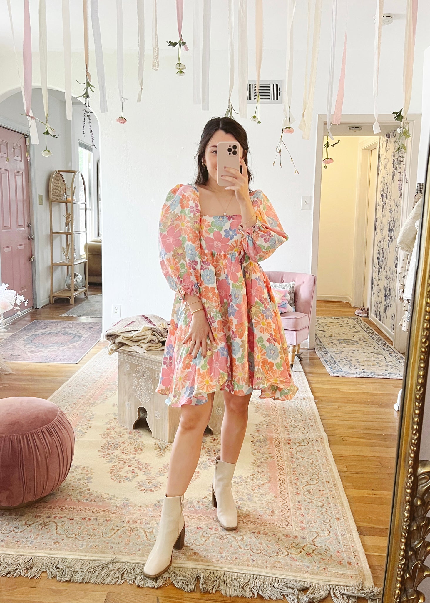 vintage floral babydoll dress (multi) – tre' sorelle vintage floral babydoll dress (multi) – tre' sorelle