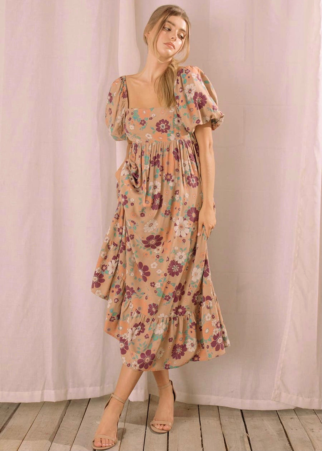 floral maxi dress (multi/plum) *last one* S